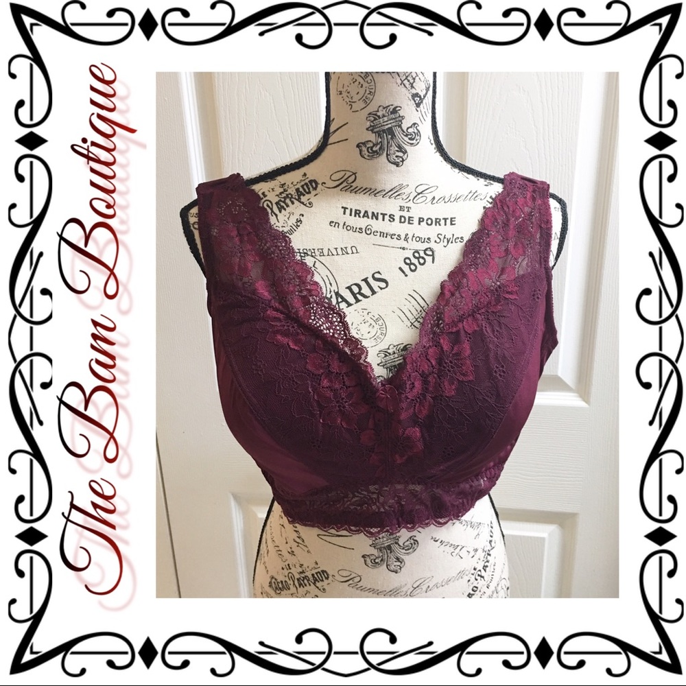 Plus Size Rhonda Shear Burgundy Pin Up Bra